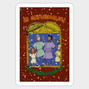 Happy Saturnalia! (RED background) Greek Myth Comix Sticker